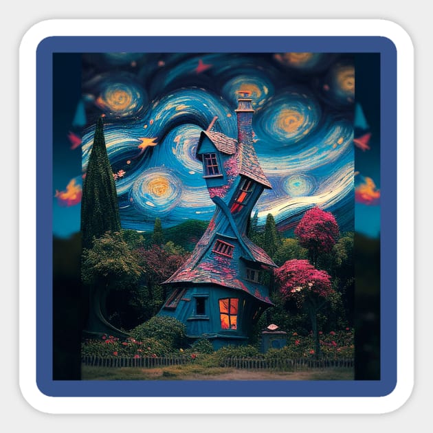 Starry Night Over The Burrow Sticker by Grassroots Green